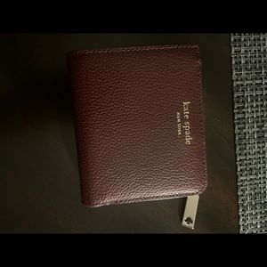 Burgundy Kate Spade small L-zip Eva wallet